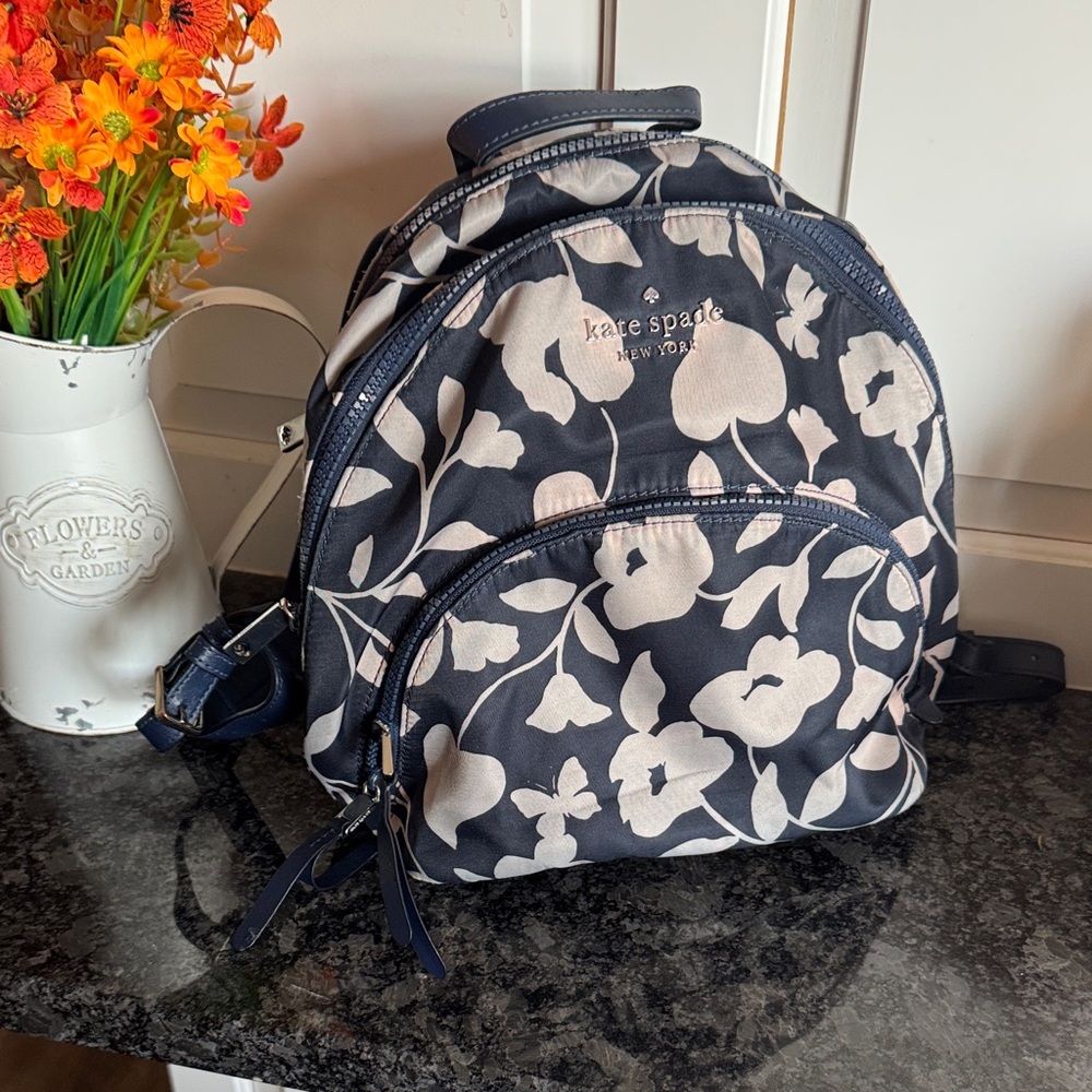 kate spade Floral Mini Backpack in Navy and Cream